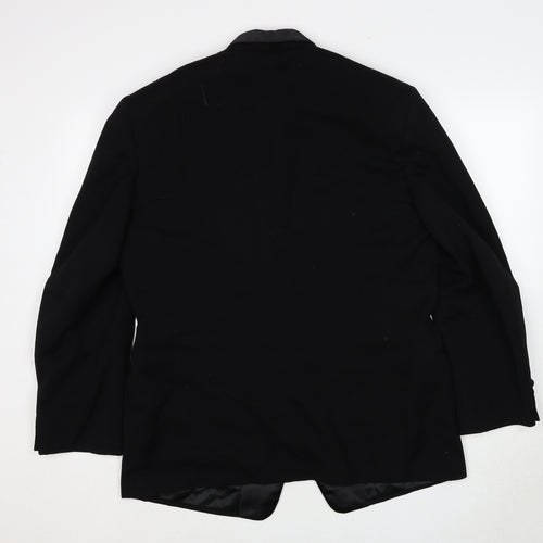Burton Mens Black Wool Tuxedo Suit Jacket Size 44 Regular