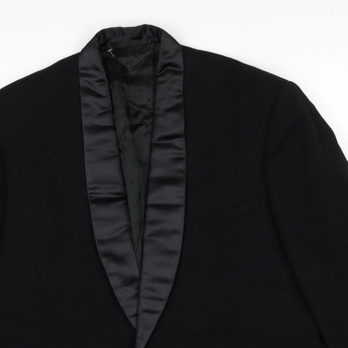 Burton Mens Black Wool Tuxedo Suit Jacket Size 44 Regular