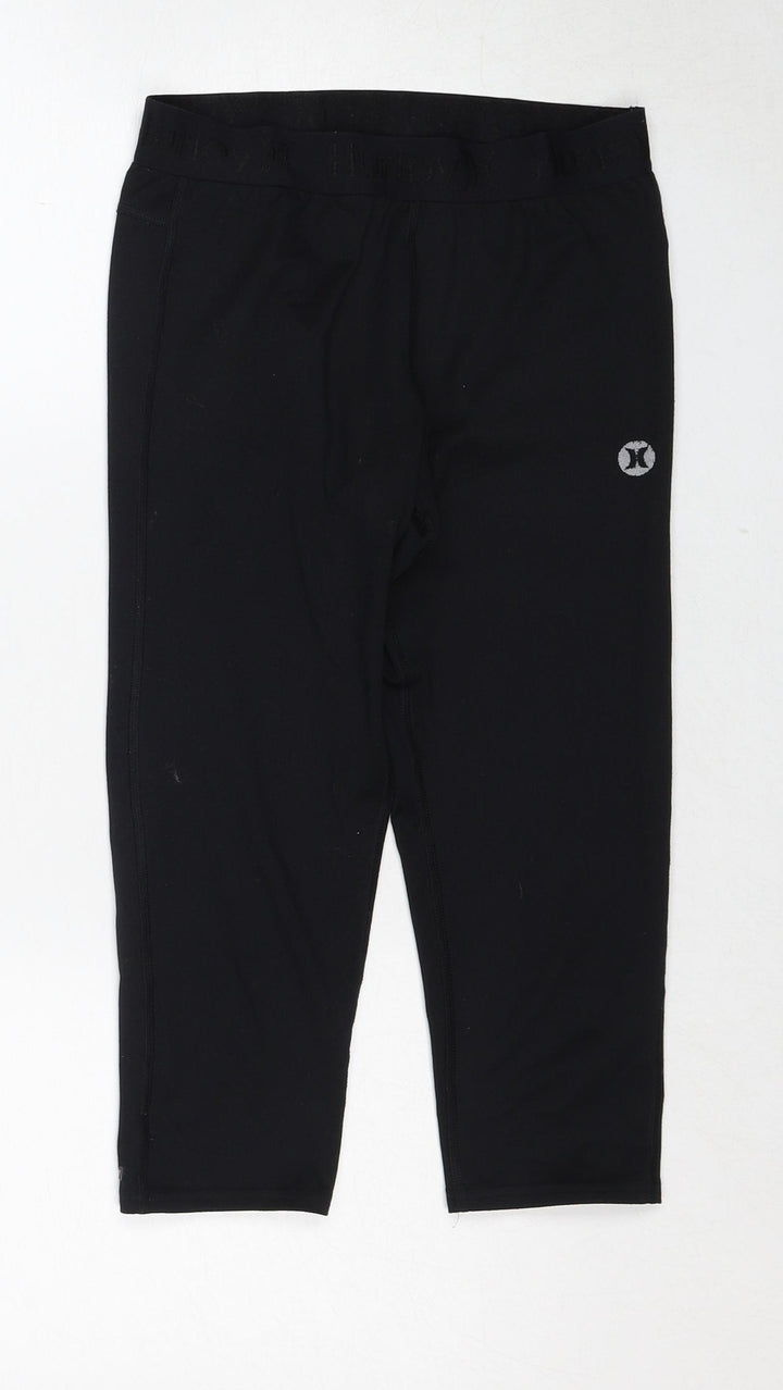 Hurley Womens Black Polyester Cropped Trousers Size S Regular Pullover