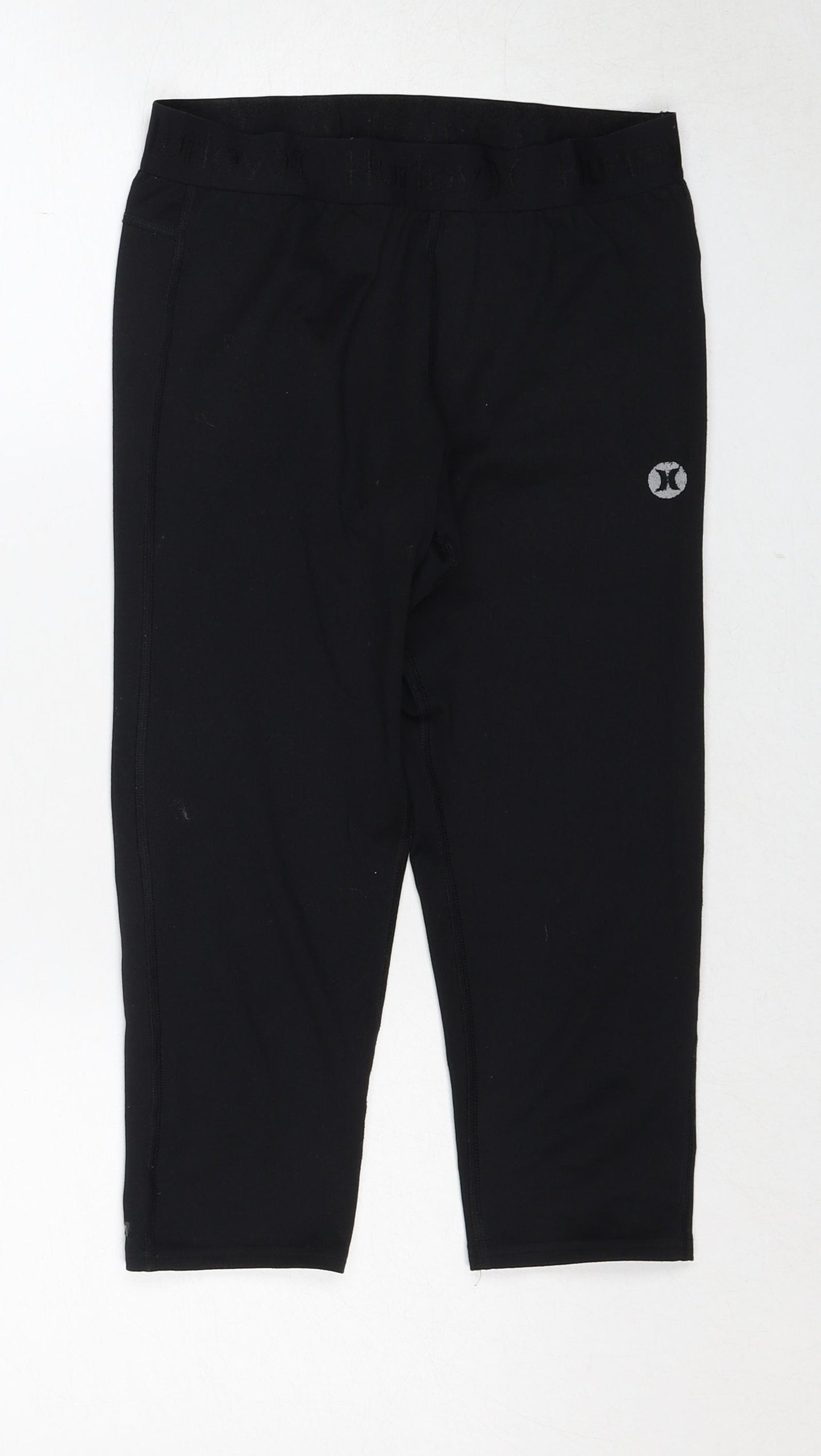 Hurley Womens Black Polyester Cropped Trousers Size S Regular Pullover