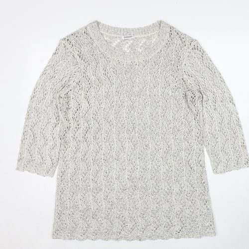 Damart Womens Grey Round Neck Geometric Acrylic Pullover Jumper Size 18