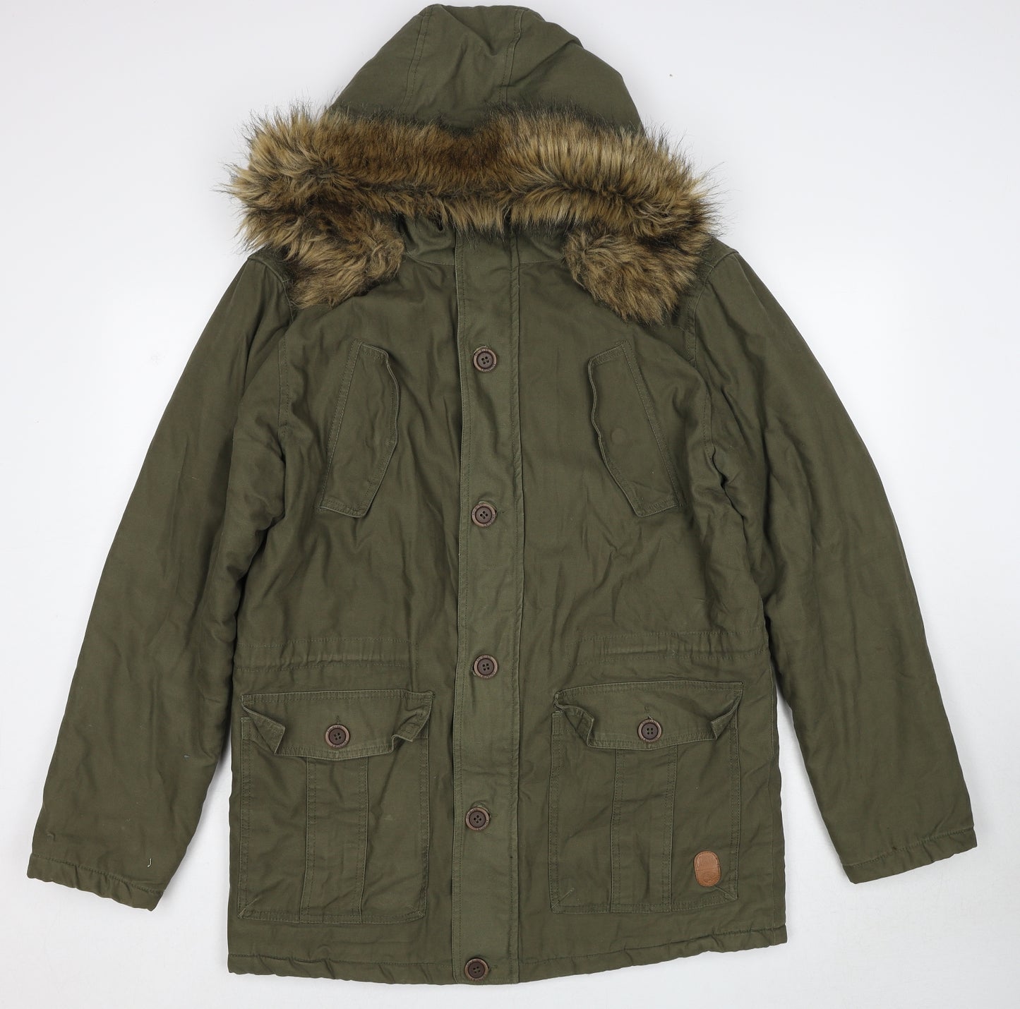 Tokyo Laundry Mens Green Parka Coat Size L Zip