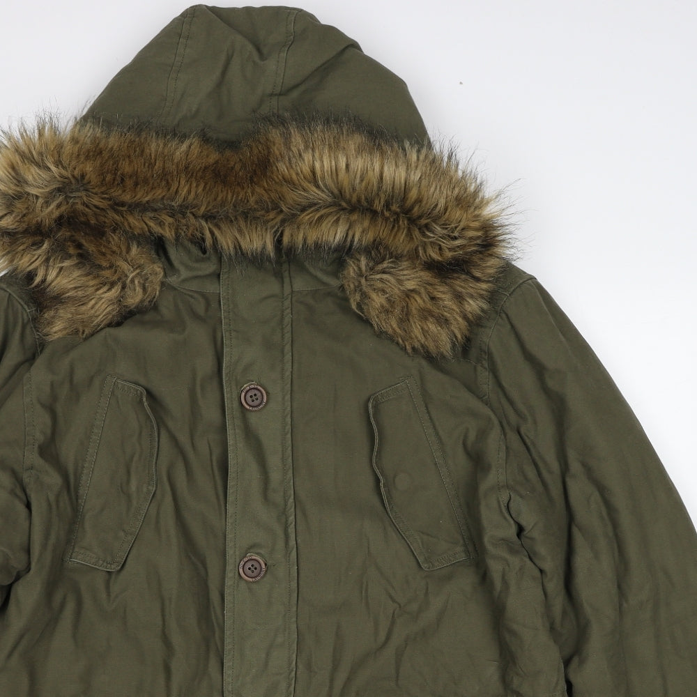 Tokyo Laundry Mens Green Parka Coat Size L Zip