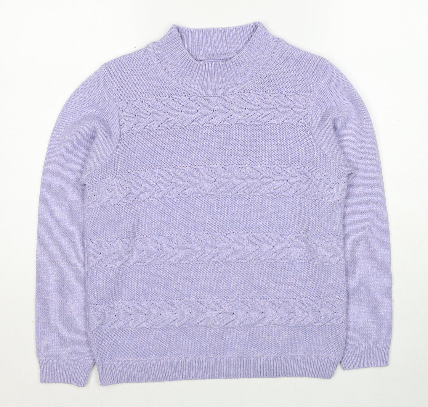 EWM Womens Purple Round Neck Geometric Acrylic Pullover Jumper Size 10 - Size 10-12
