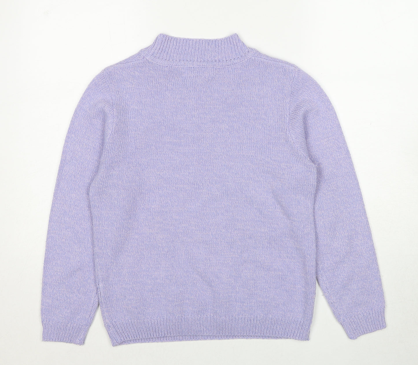 EWM Womens Purple Round Neck Geometric Acrylic Pullover Jumper Size 10 - Size 10-12