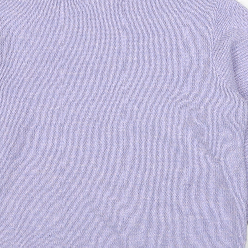 EWM Womens Purple Round Neck Geometric Acrylic Pullover Jumper Size 10 - Size 10-12