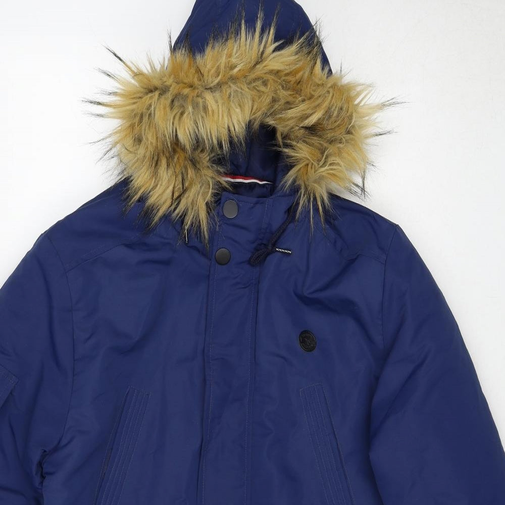 Le Brave Mens Blue Parka Coat Size L Zip