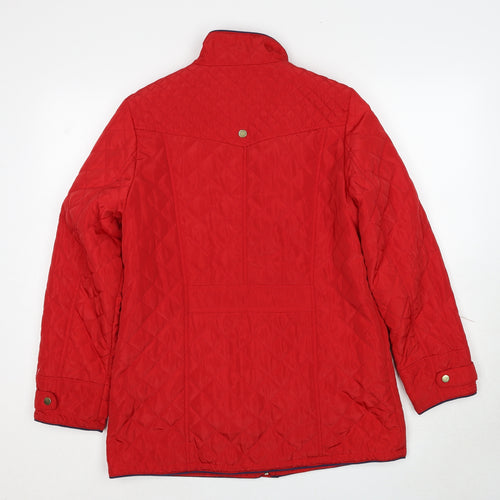 JBC Collection Womens Red Quilted Coat Size 10 Zip