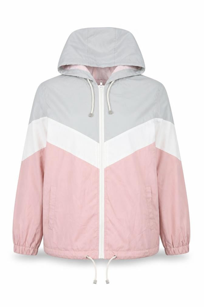 Front view of New Look girls’ pink jacket, size S, zip
