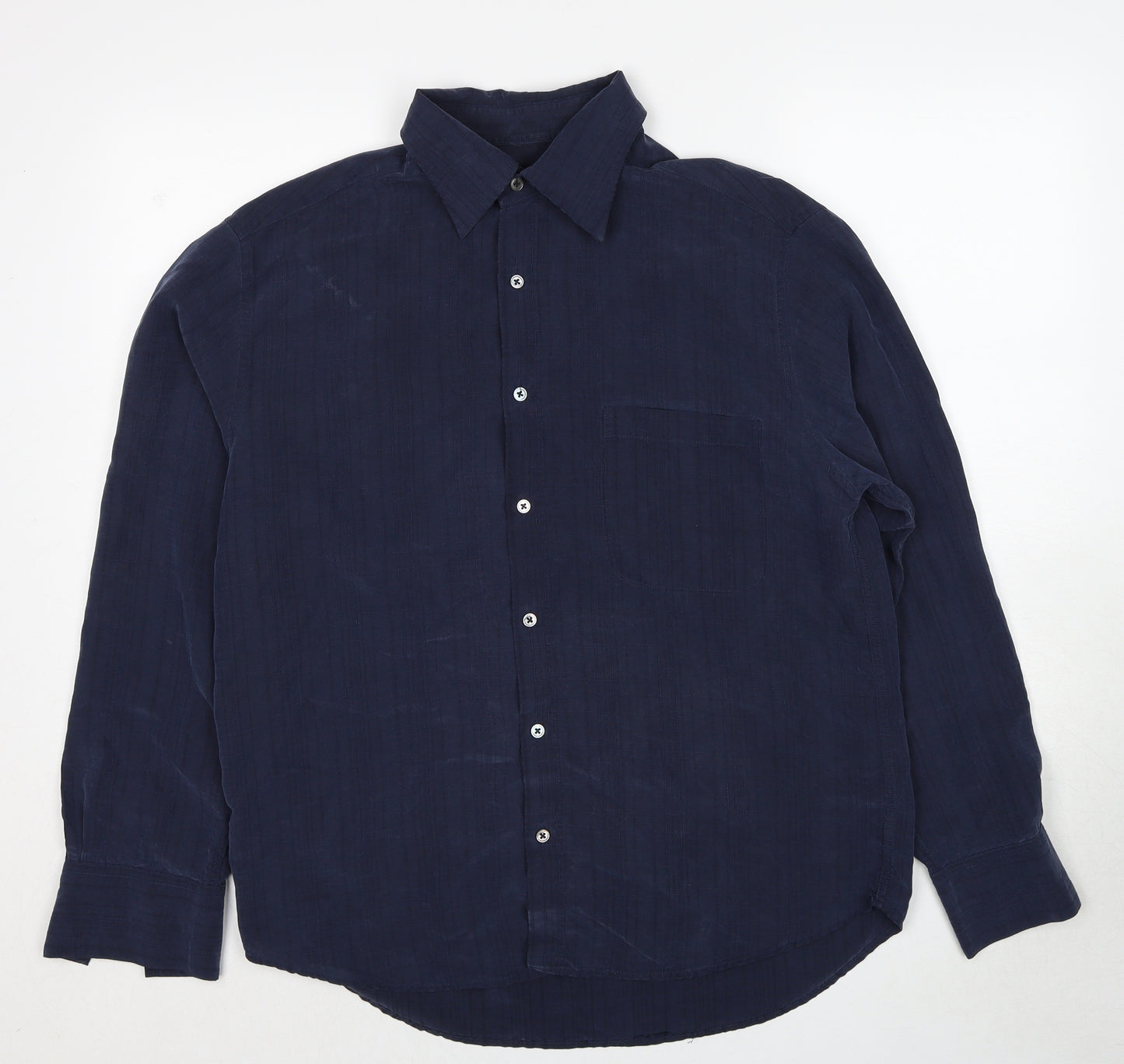 NEXT Mens Blue Modal Button-Up Size L Collared Button