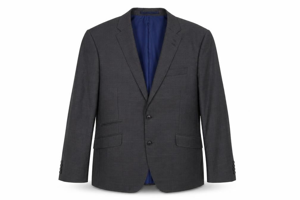 Front view of Marks & Spencer men’s grey polyester jacket suit jacket, size 42, regular