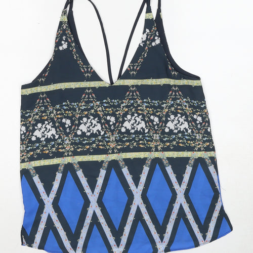 Topshop Womens Multicoloured Geometric Polyester Camisole Tank Size 6 V-Neck