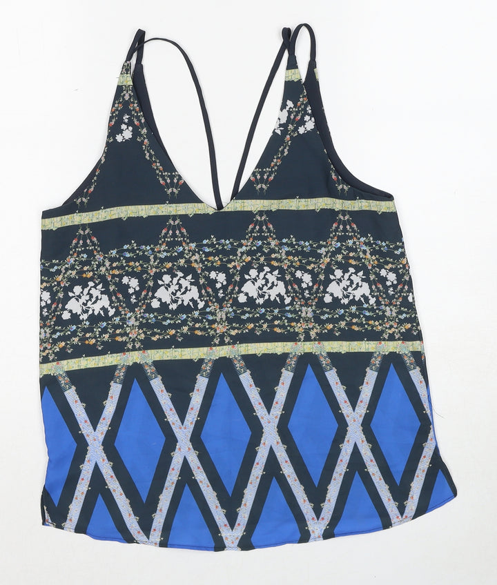 Topshop Womens Multicoloured Geometric Polyester Camisole Tank Size 6 V-Neck