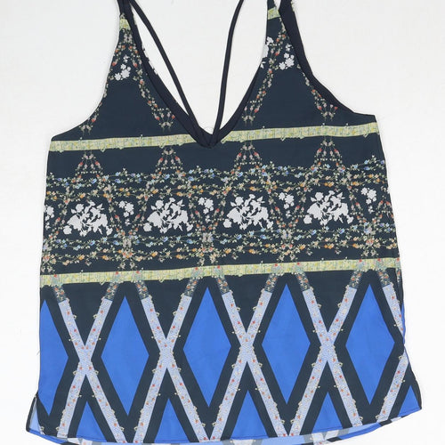 Topshop Womens Multicoloured Geometric Polyester Camisole Tank Size 6 V-Neck