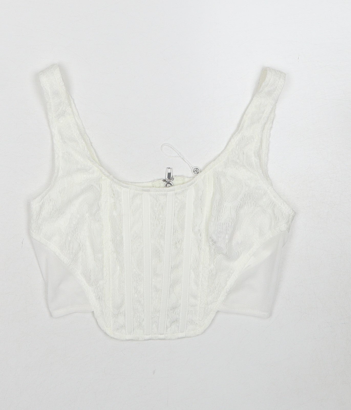 Missguided Womens White Polyester Cropped Tank Size 6 Scoop Neck - Corset Style