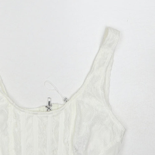 Missguided Womens White Polyester Cropped Tank Size 6 Scoop Neck - Corset Style
