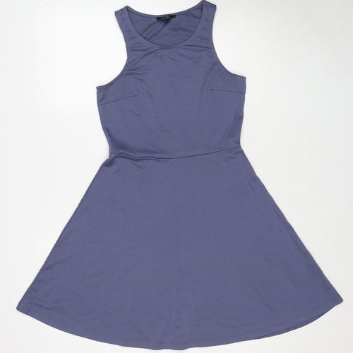 H&M Womens Blue Polyester Fit & Flare Size S Round Neck Pullover