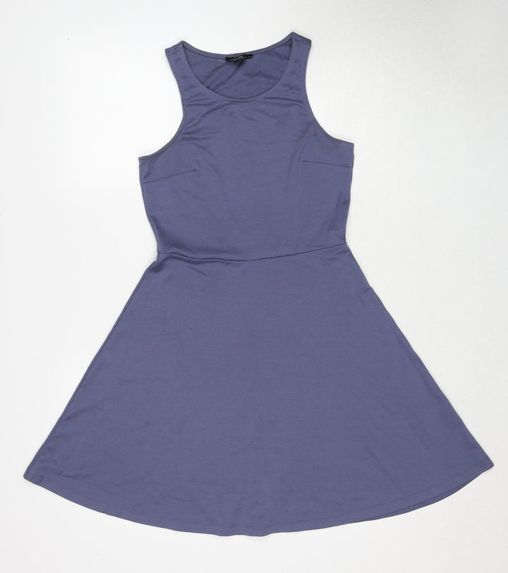 H&M Womens Blue Polyester Fit & Flare Size S Round Neck Pullover