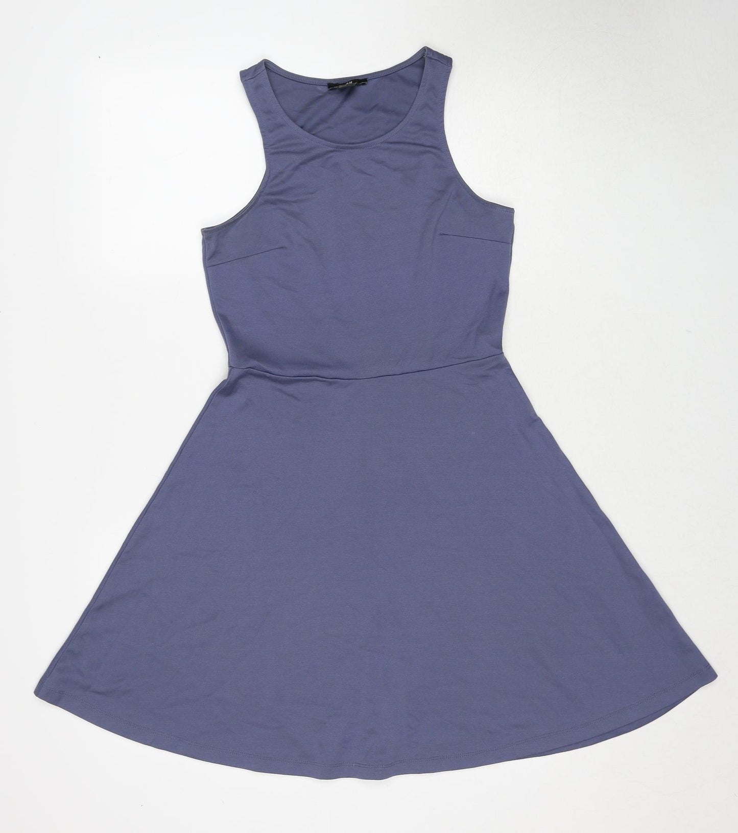 H&M Womens Blue Polyester Fit & Flare Size S Round Neck Pullover