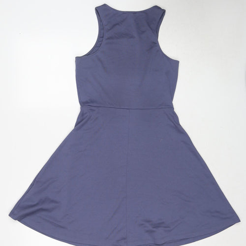 H&M Womens Blue Polyester Fit & Flare Size S Round Neck Pullover