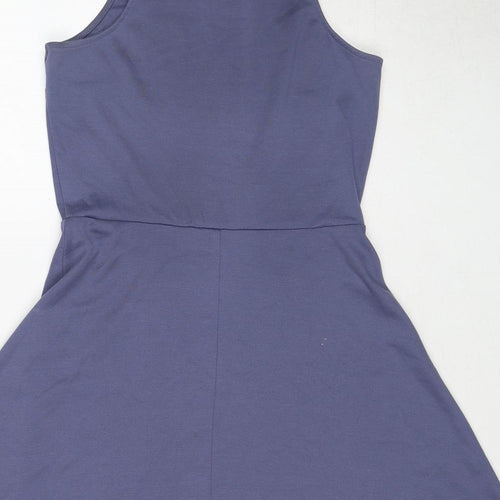 H&M Womens Blue Polyester Fit & Flare Size S Round Neck Pullover