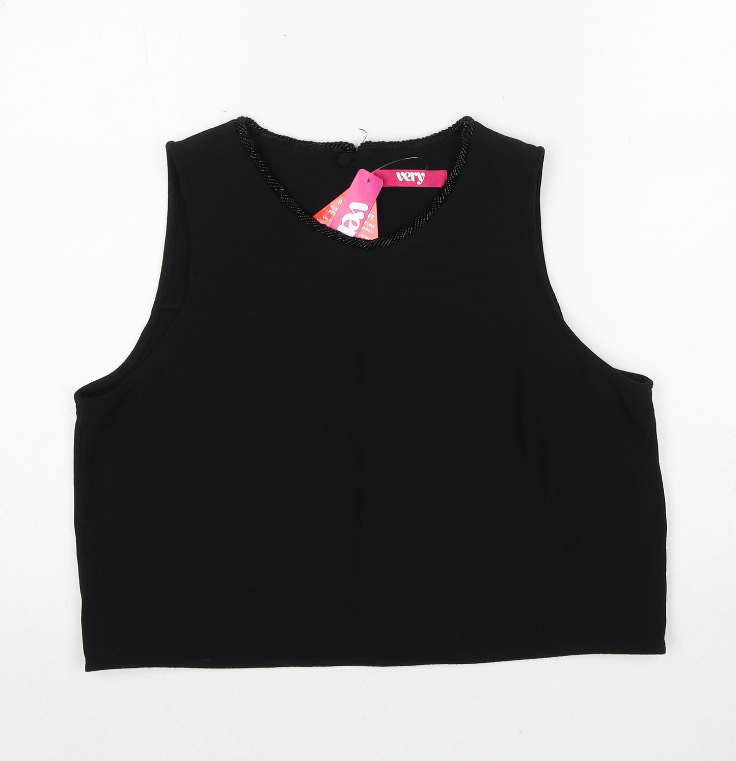 Very Womens Black Polyester Basic Blouse Size 14 Boat Neck
