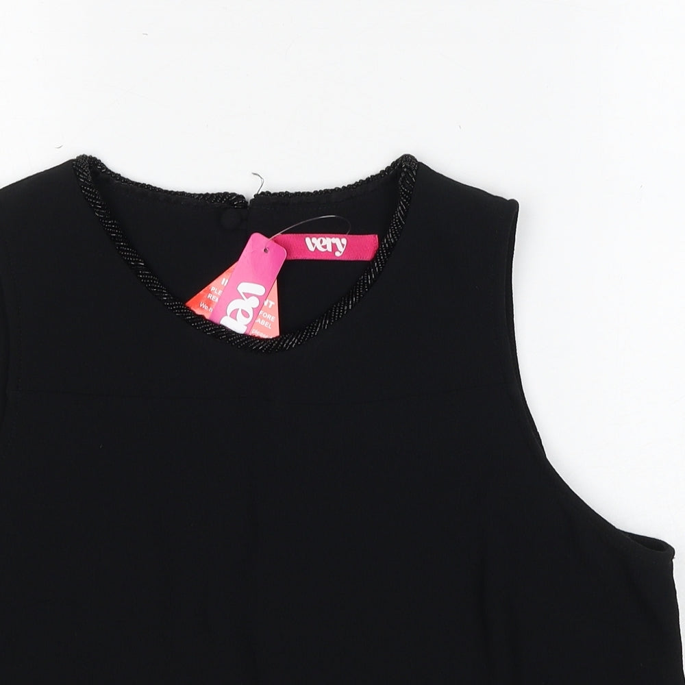 Very Womens Black Polyester Basic Blouse Size 14 Boat Neck