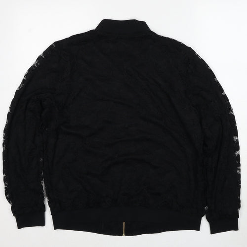 Capsule Womens Black Floral Polyamide Full Zip Sweatshirt Size 14 Zip