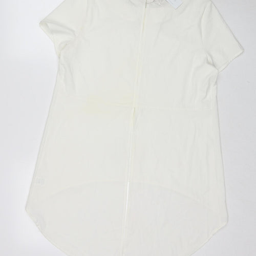 Glamorous Womens White Polyester Basic Blouse Size 12 Boat Neck - Neckline Detail
