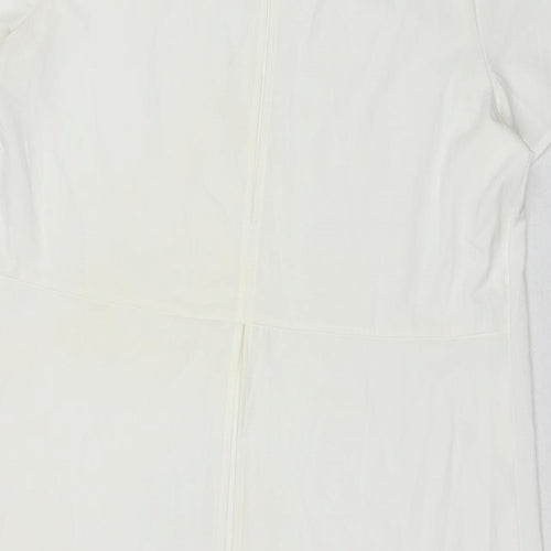 Glamorous Womens White Polyester Basic Blouse Size 12 Boat Neck - Neckline Detail