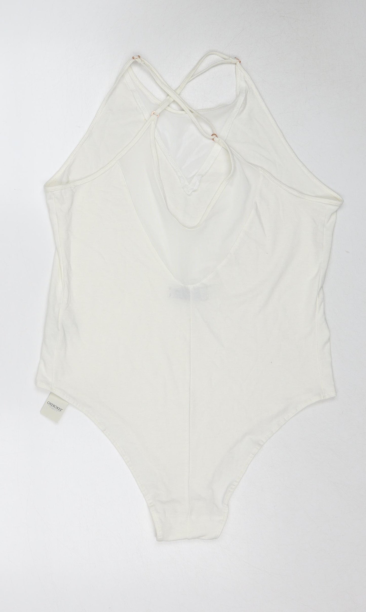Cherokee Womens White Polyester Bodysuit One-Piece Size 2XL Snap