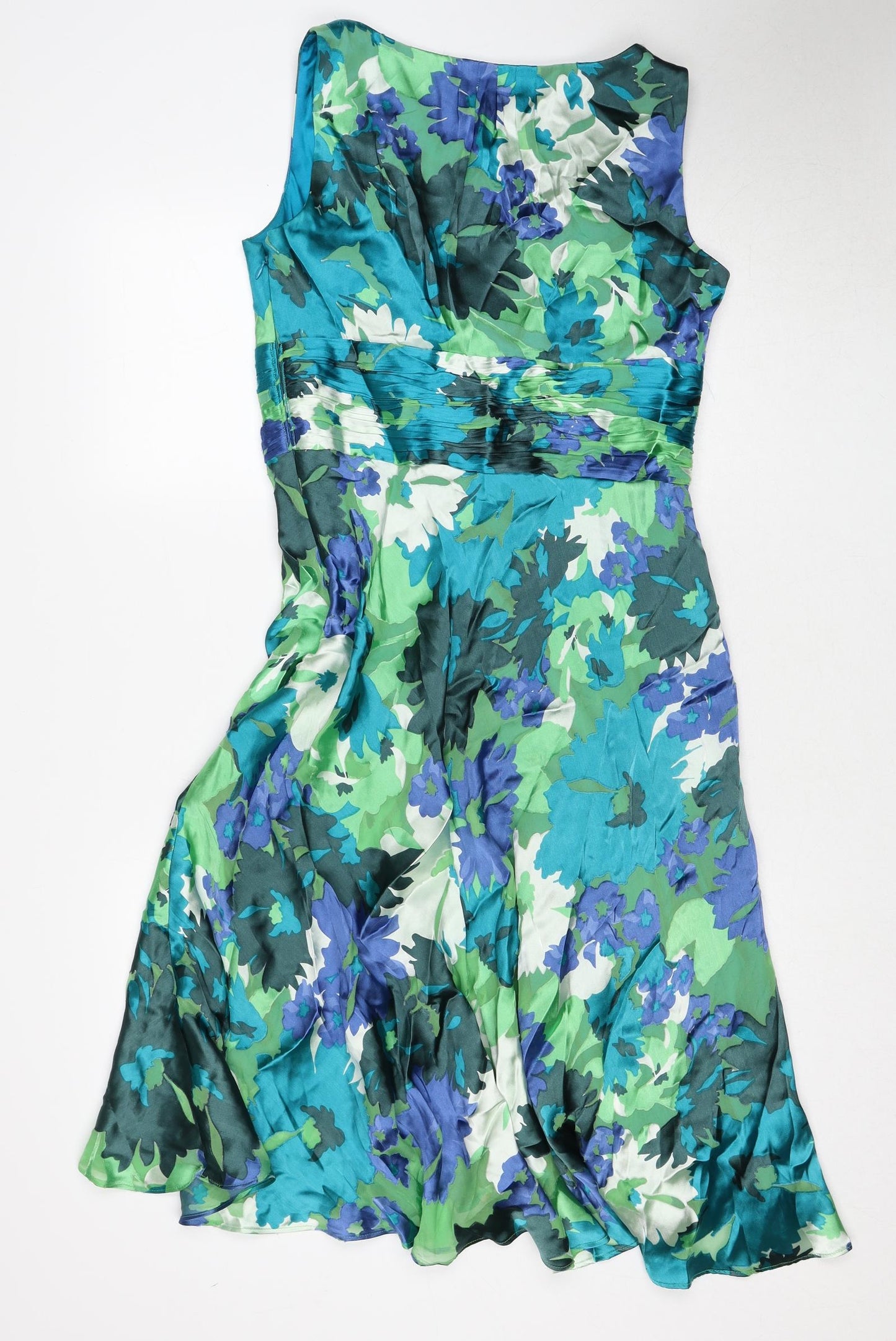 Monsoon Womens Multicoloured Geometric Polyester Trapeze & Swing Size 12 V-Neck Zip