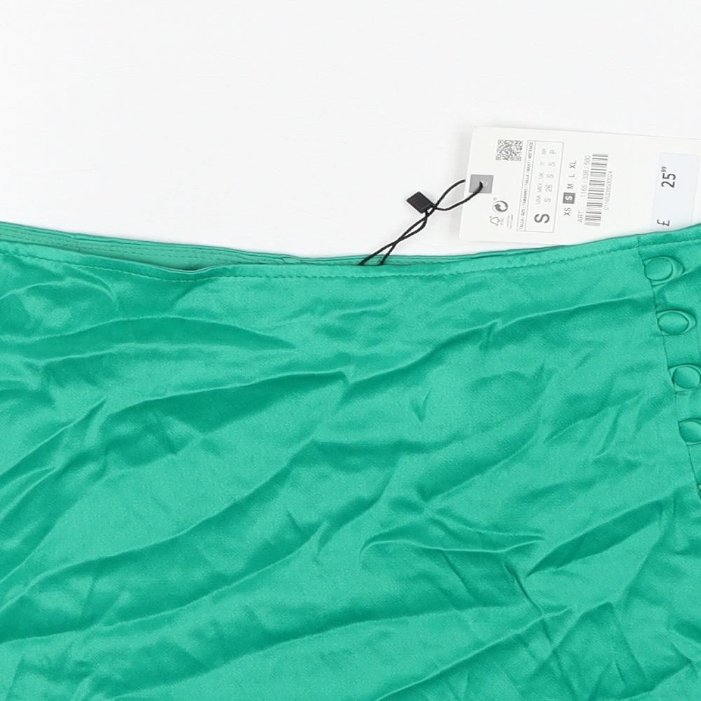 Zara Womens Green Polyester Skort Size S Zip