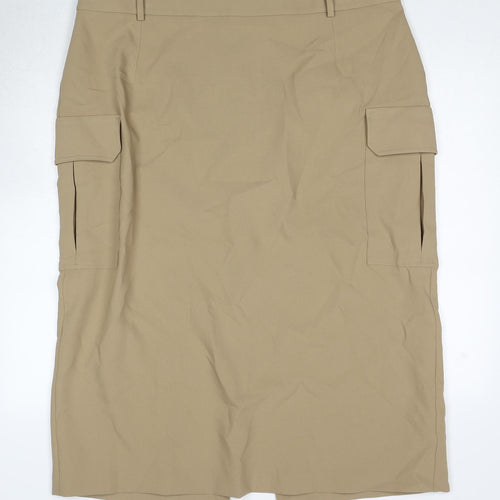Marks and Spencer Womens Beige Polyester Cargo Skirt Size 22 Zip