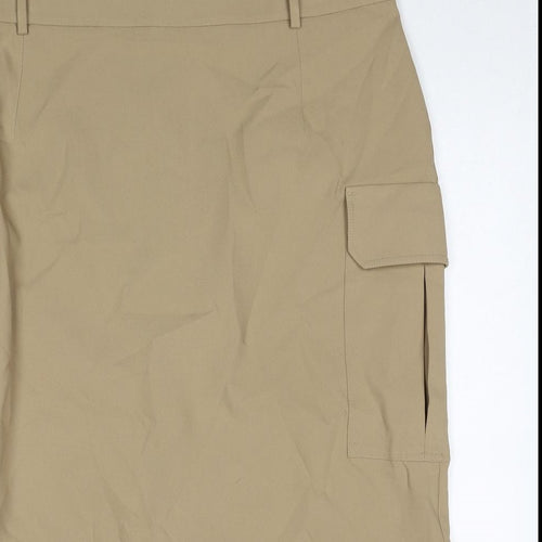 Marks and Spencer Womens Beige Polyester Cargo Skirt Size 22 Zip