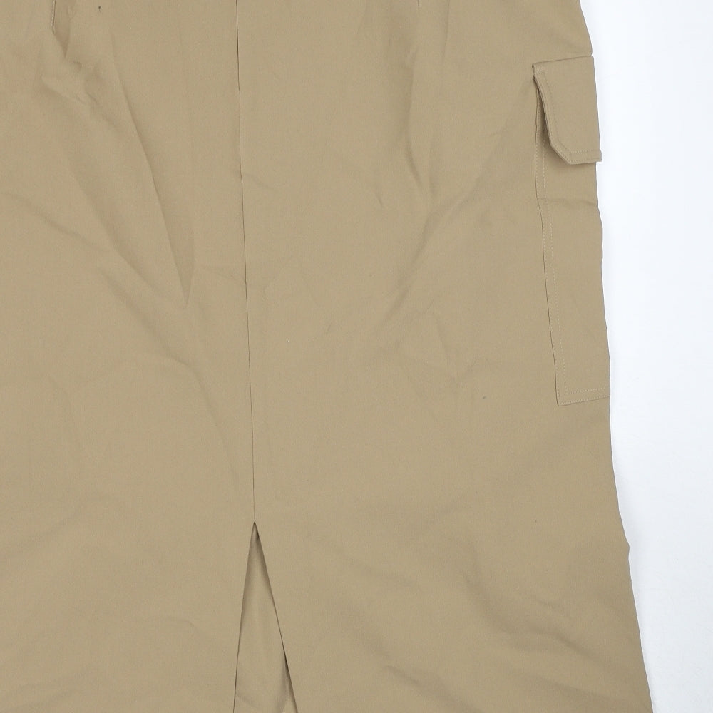 Marks and Spencer Womens Beige Polyester Cargo Skirt Size 22 Zip