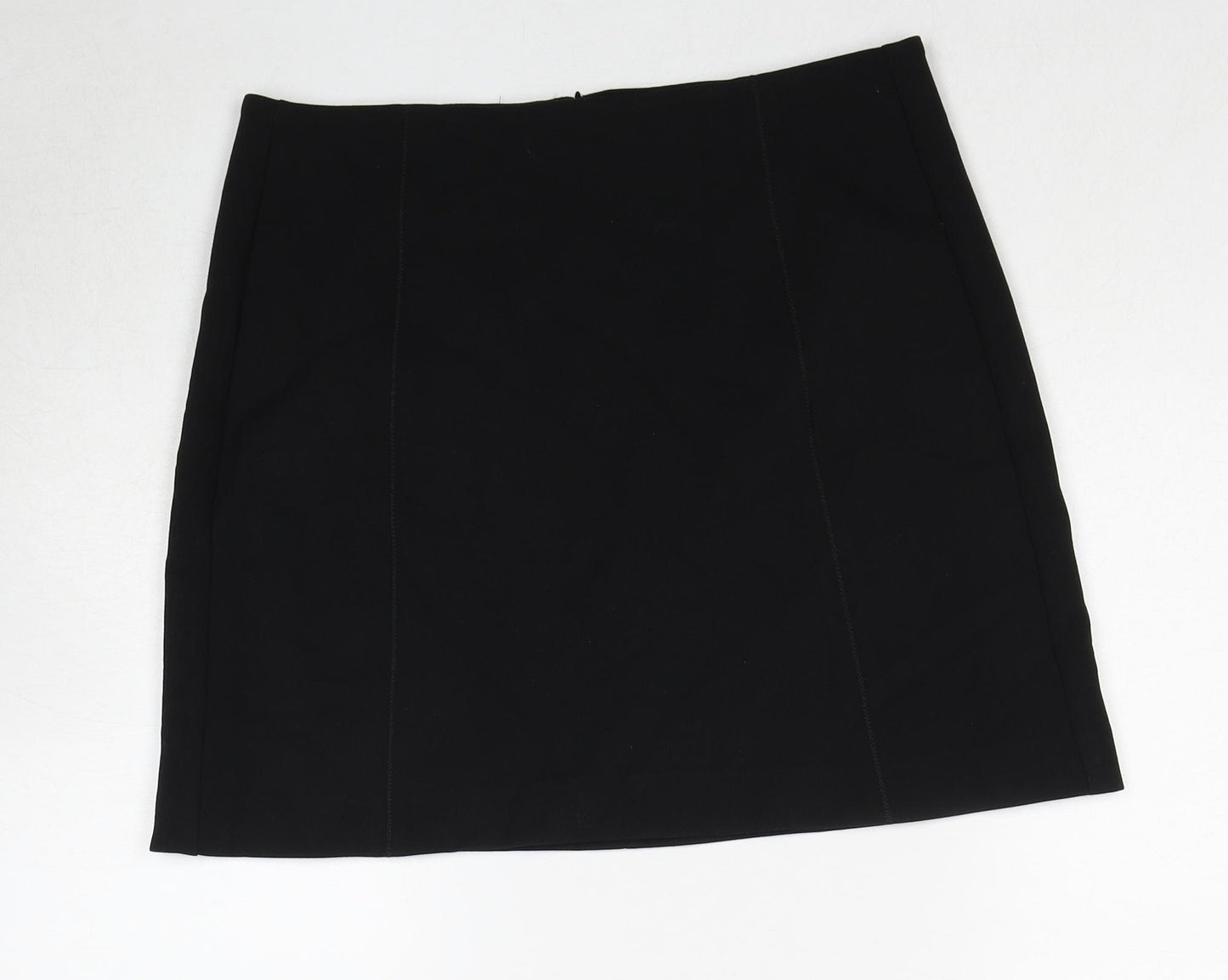 Marks and Spencer Womens Black Polyester A-Line Skirt Size 12 Zip