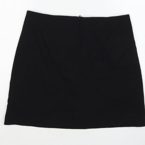 Marks and Spencer Womens Black Polyester A-Line Skirt Size 12 Zip