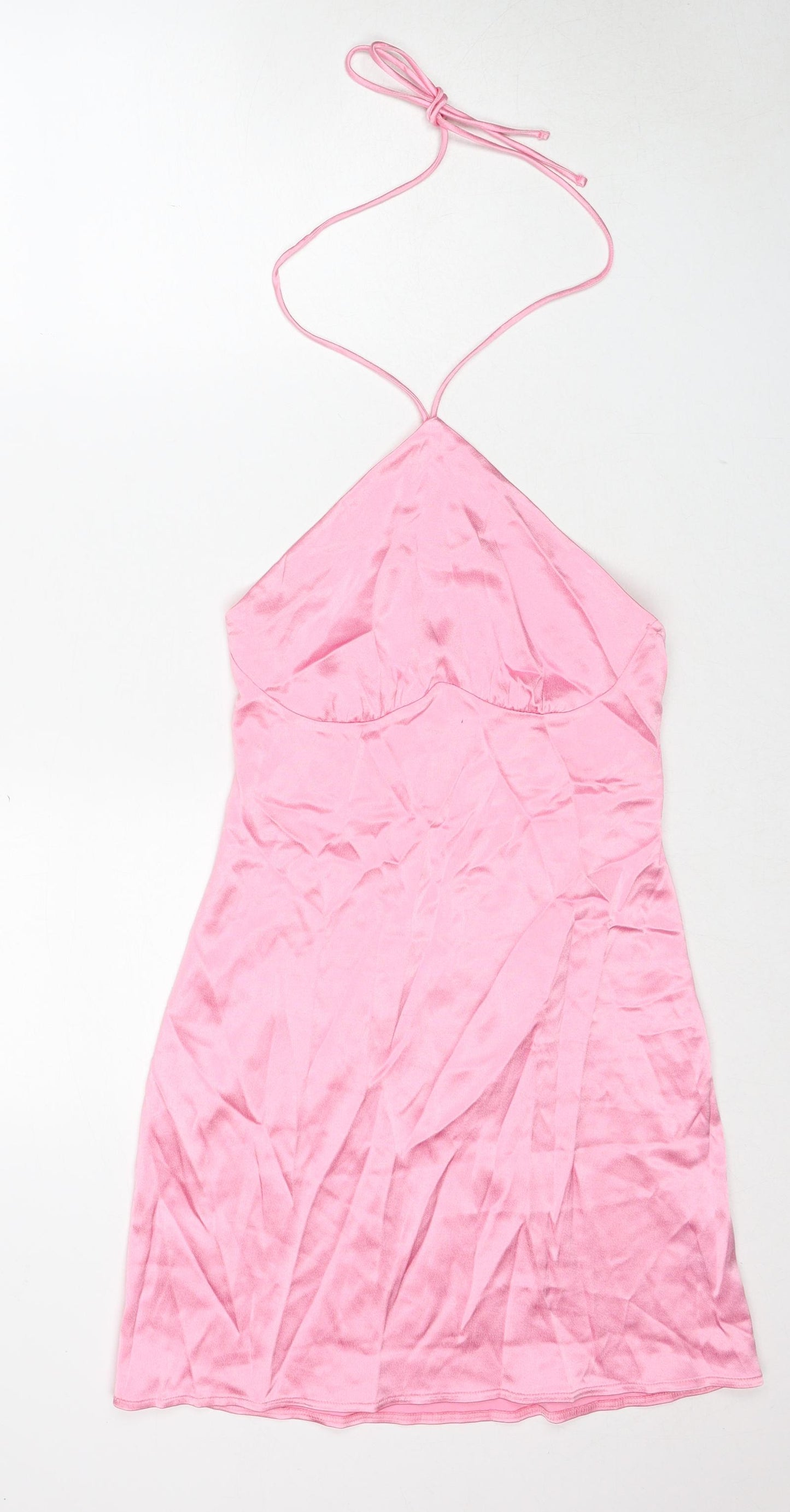 Zara Womens Pink Viscose Mini Size S Halter Pullover