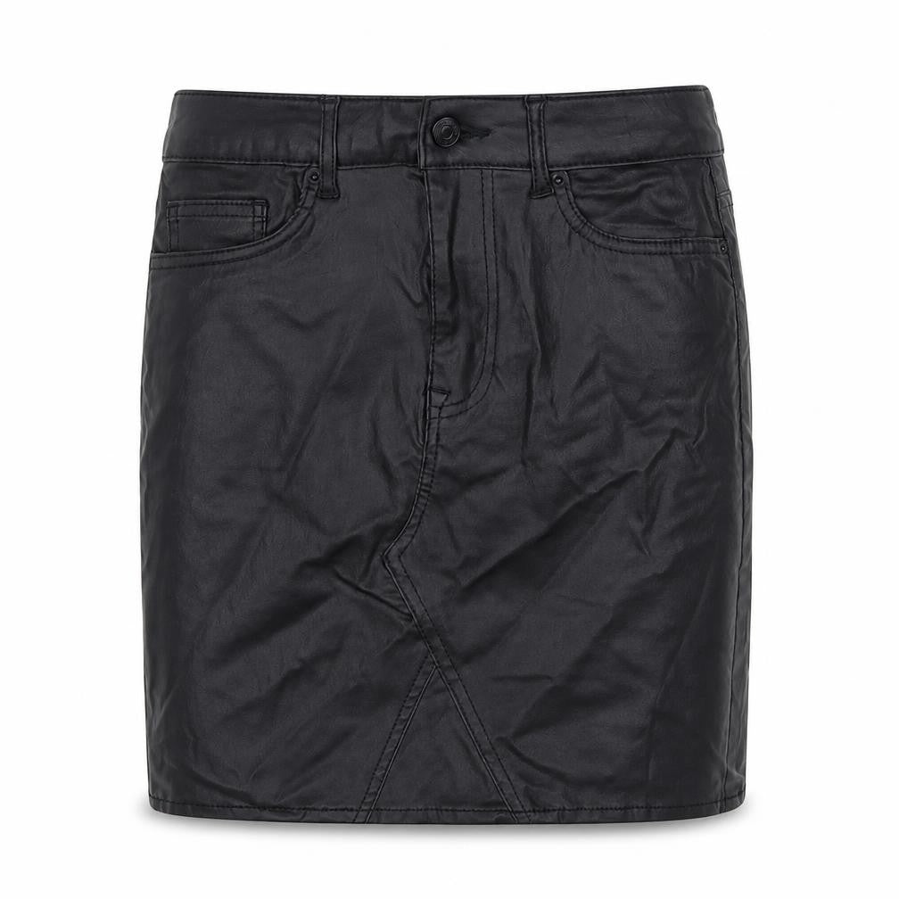 Front view of New Look women’s black polyester a-line skirt, size UK 8, zip