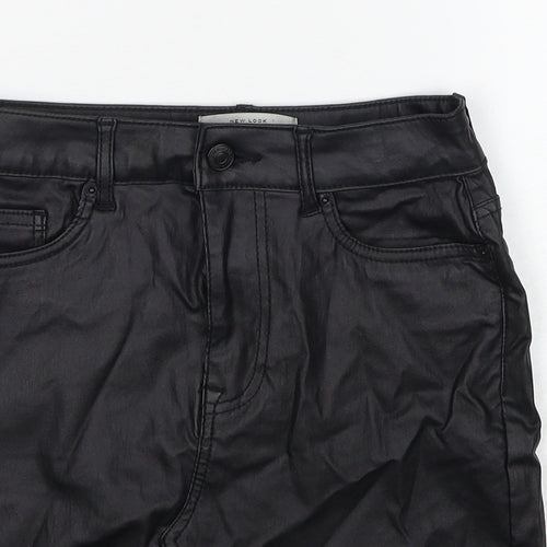 New Look Womens Black Polyester A-Line Skirt Size 8 Zip