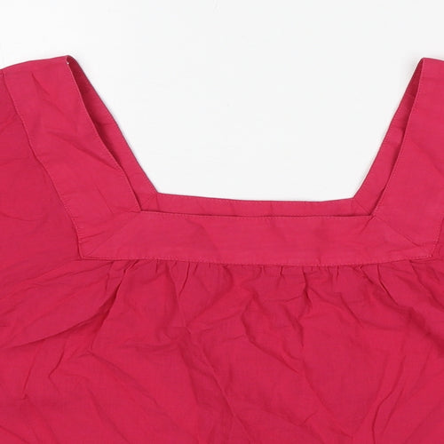 Marks and Spencer Womens Pink Cotton Basic Blouse Size 14 Square Neck