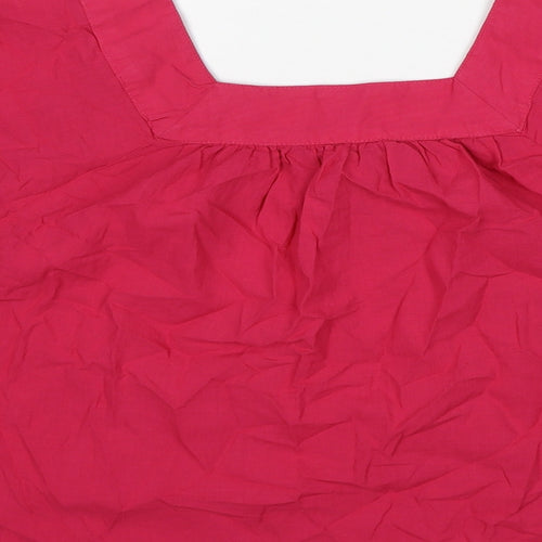 Marks and Spencer Womens Pink Cotton Basic Blouse Size 14 Square Neck