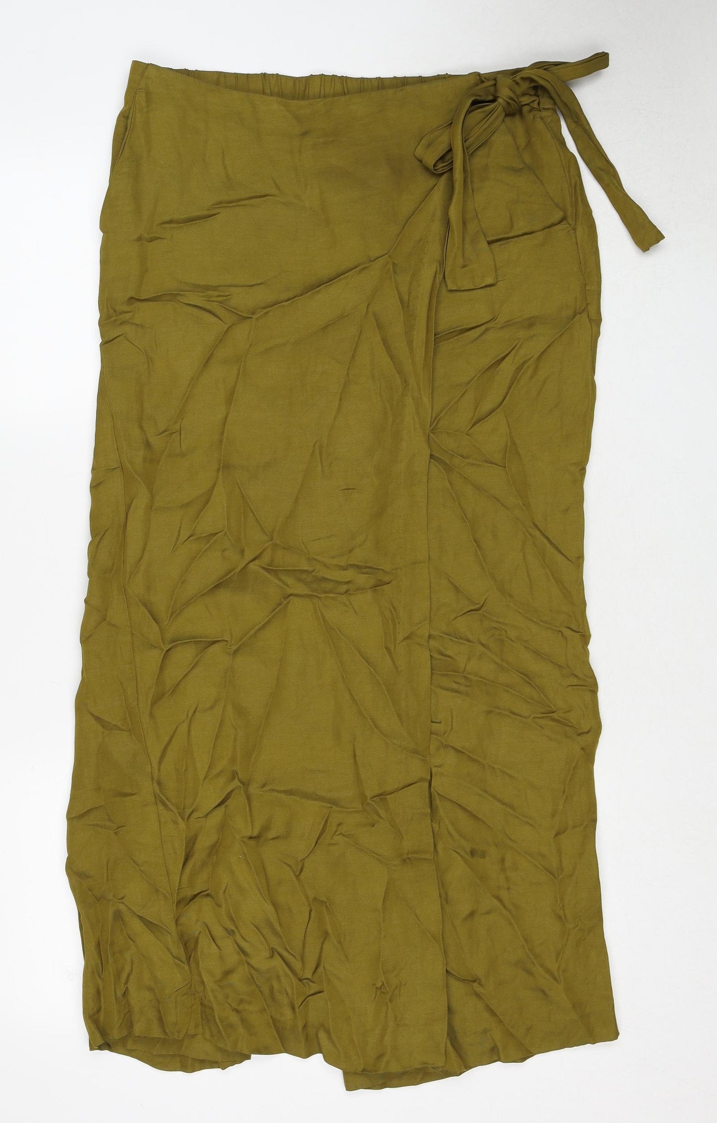 River Island Womens Green Viscose Trousers Size 12 Regular Drawstring - Trouser Wrap Skirt
