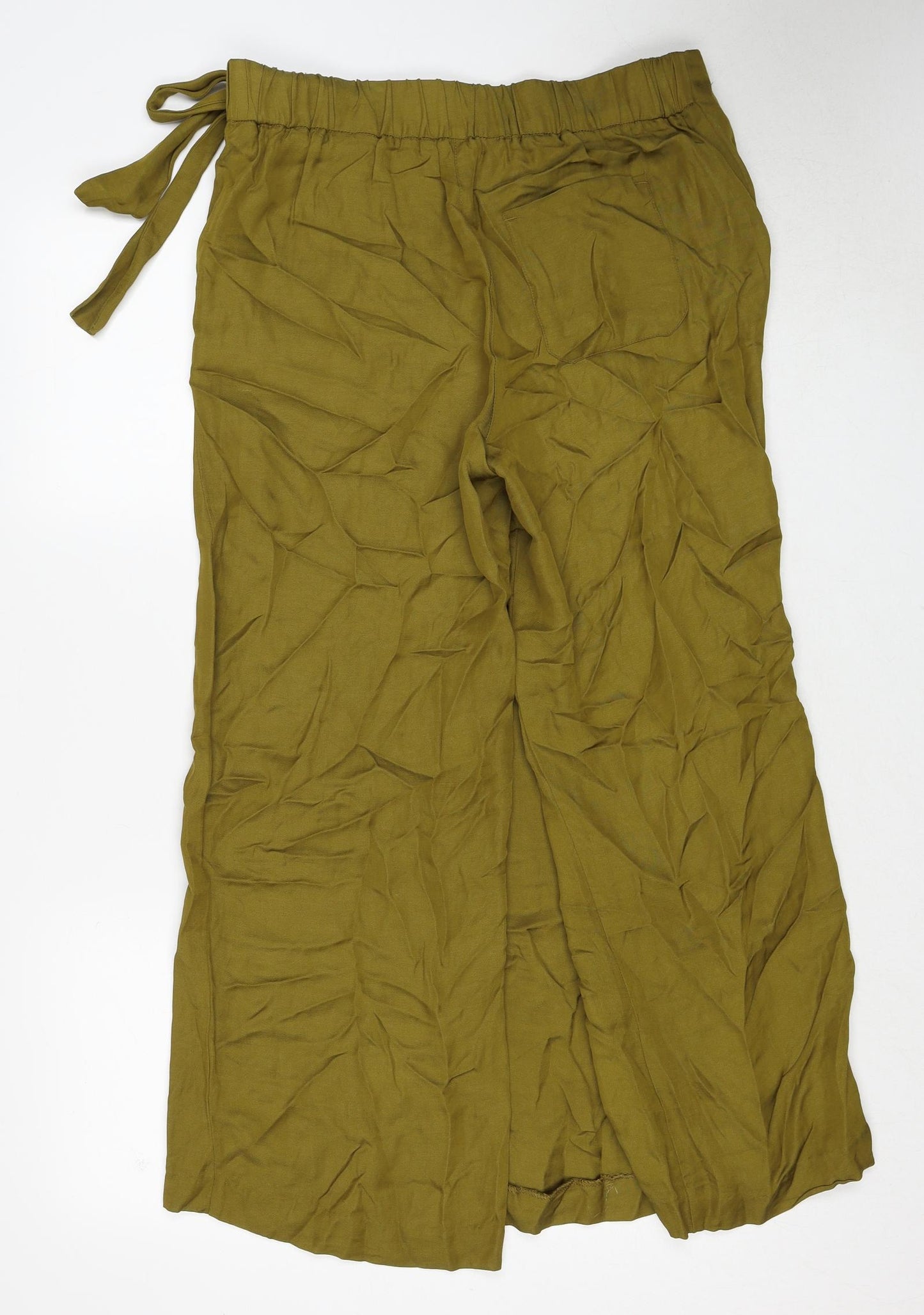River Island Womens Green Viscose Trousers Size 12 Regular Drawstring - Trouser Wrap Skirt