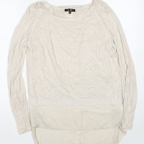 Yest Womens Beige Round Neck Viscose Pullover Jumper Size 10