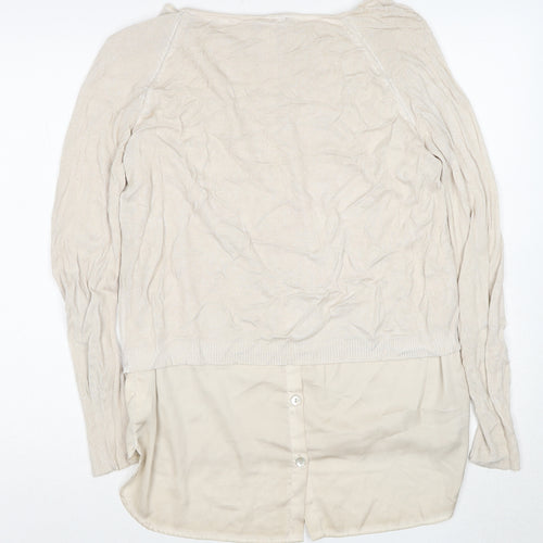 Yest Womens Beige Round Neck Viscose Pullover Jumper Size 10