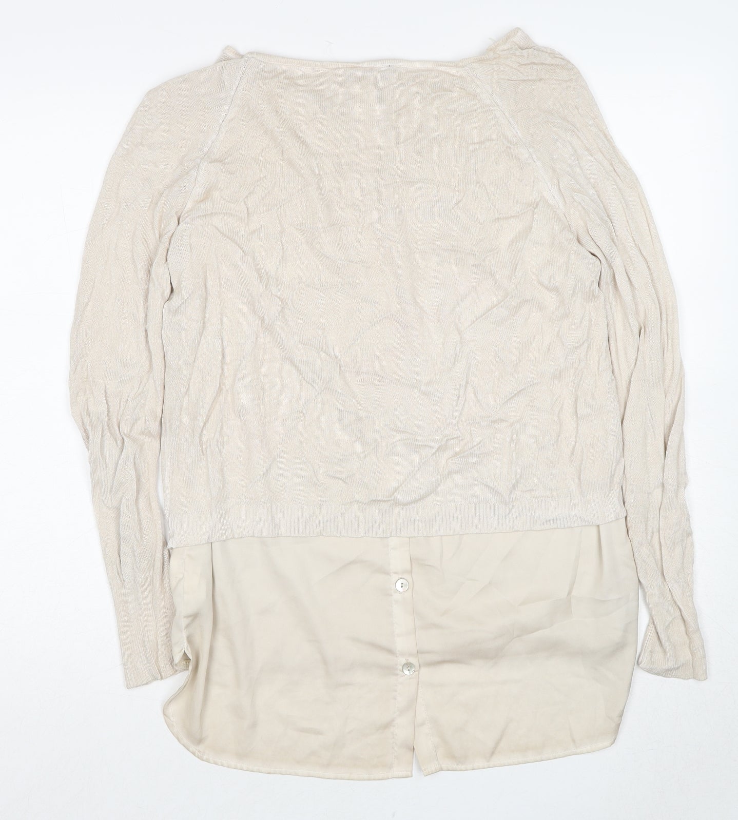 Yest Womens Beige Round Neck Viscose Pullover Jumper Size 10