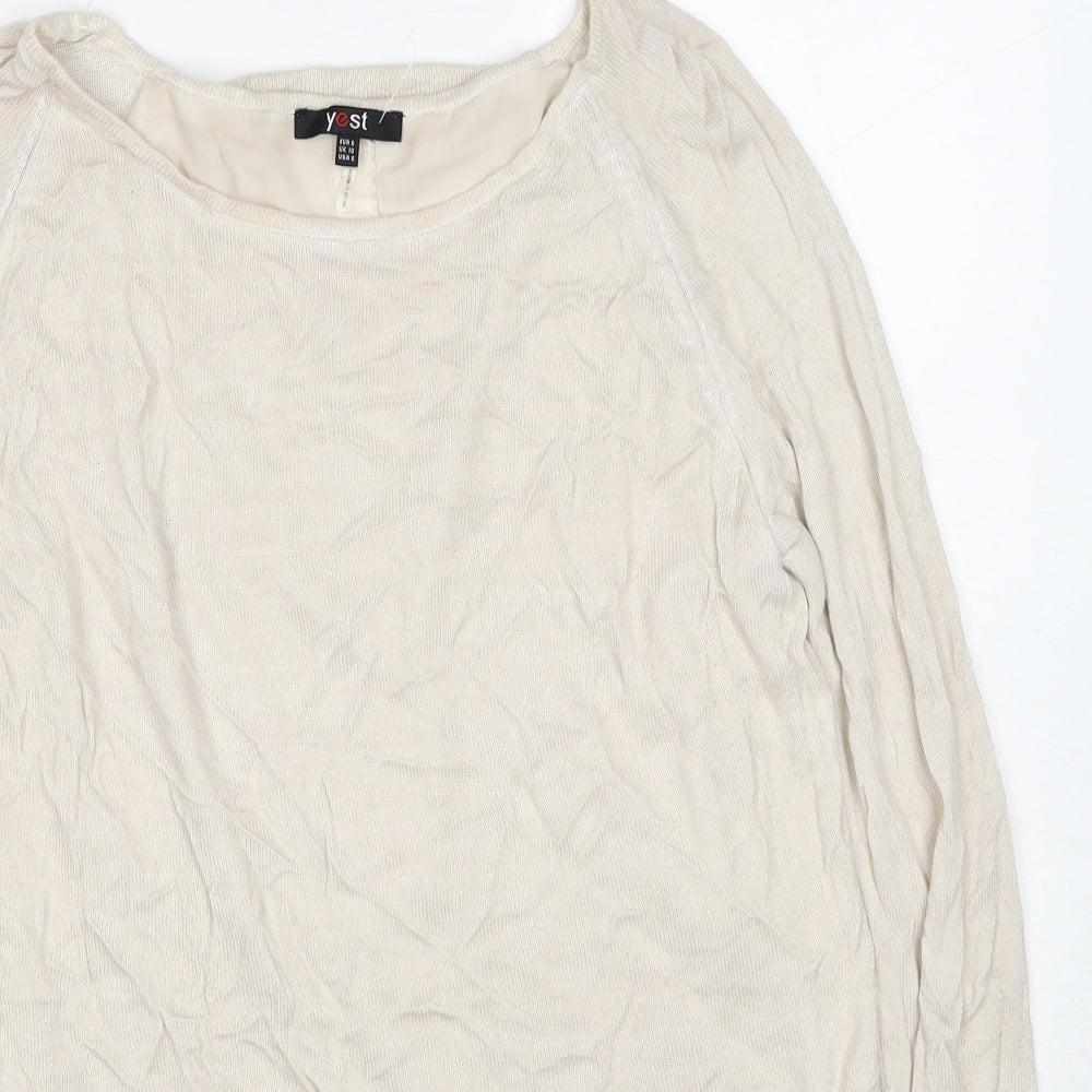 Yest Womens Beige Round Neck Viscose Pullover Jumper Size 10