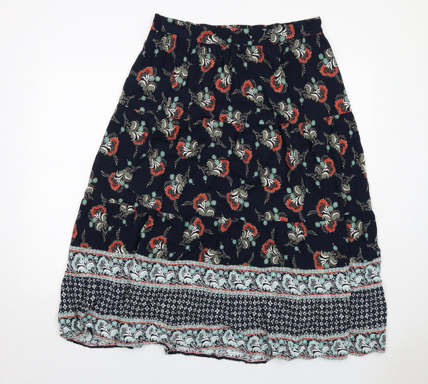 Per Una Womens Blue Geometric Viscose Peasant Skirt Size 14